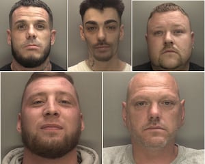 L-R clockwise: Lee Fletcher, Royston Hallard, David Smith, David Williams and Adam Shakespeare have been jailed