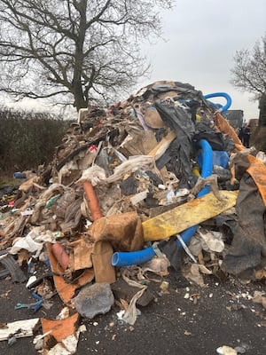 The pile of waste left in Watery Lane, Lichfield