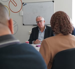 NHS England chair Richard Meddings at Washwood Heath Health and Wellbeing Centre in Birmingham. PIC: NHS Birmingham and Solihull