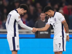 England’s Curtis Jones (left) celebrates with team-mate Morgan Gibbs-White