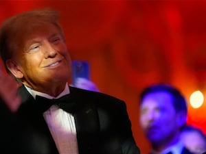 President-elect Donald Trump smiles during an America First Policy Institute gala at his Mar-a-Lago estate in Florida