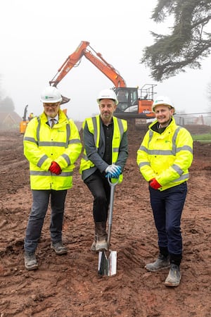 The project team at the site of the new care home in Stafford.