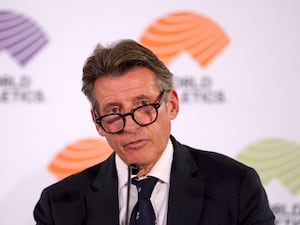 President of World Athletics Sebastian Coe during a media press conference for the World Athletics Council at the Hungexpo Congress Centre ahead of the World Athletics Championships in Budapest