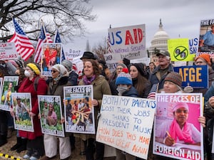 Demonstrators rally in Washington, DC