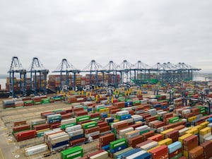 A general view of the container port at Felixstowe