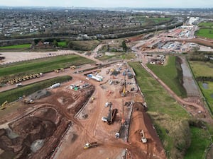 Construction work continues on the HS2 line in Water Orton near Birmingham.