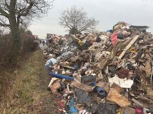 The pile of waste which blocked Watery Lane, Lichfield on Monday