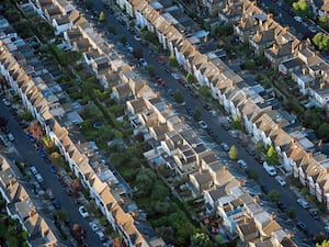 An aerial view of terraced houses in south-west London