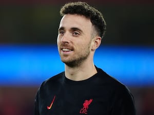 Liverpool’s Diogo Jota smiles ahead of the Premier League match against Nottingham Forest