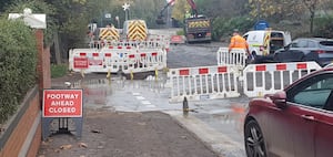 The road remains closed while crews work to repair the damage caused