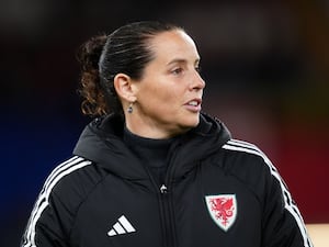 Wales manager Rhian Wilkinson on the touchline during the match against the Republic of Ireland