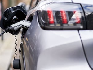 An electric car being charged