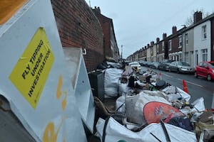 Birchills, Walsall along Dalkeith Street, where a load of rubbish has been dumped on the street.