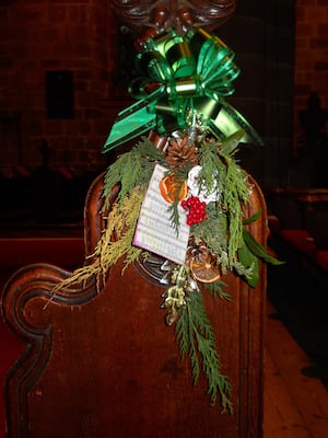 Decorated Pew at St Mary's Church, Stafford