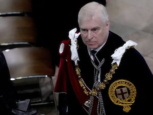 Andrew in his Garter robes at the King's coronation