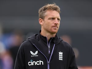 England white-ball captain Jos Buttler looks on during a training session