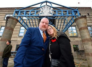 Damian and Lynette Corfield, parents of Ben, outside Wolverhampton Crown Court after the sentencing