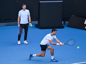 Novak Djokovic trains under the watchful eye of Andy Murray