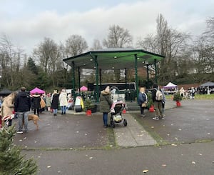 The bandstand held live events for all to see