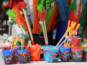 Beach buckets and spades at Praia da Luz, Portugal