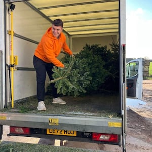 Sam Colclough, St Giles Hospice, recycling Christmas trees