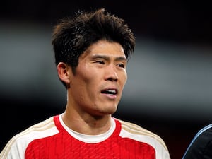 Takehiro Tomiyasu playing for Arsenal