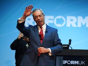 Reform UK leader Nigel Farage at his party's East Midlands Conference, Leicester, on Friday