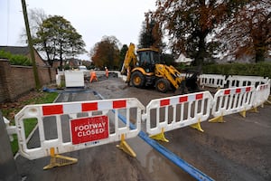 Stafford Road, Bloxwich, this morning during the clean up after water main burst at 4.30am