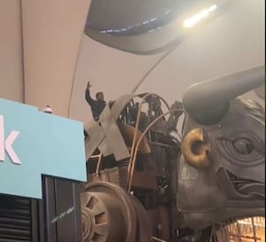 Man seen climbing Ozzy the Bull in Birmingham Grand Central on January 19