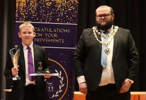 Nick Deeley receives his award from the Kidderminster Mayor