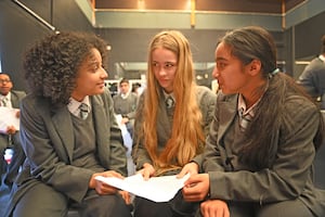 Year 7 pupils rehearsing their lines in a Drama lesson