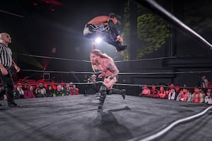 The action was hard hitting and acrobatic. Photo: Tony Knox and Burning Heart Pro Wrestling