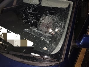 Damage to the windshield. Photo: Brierley Hill Police