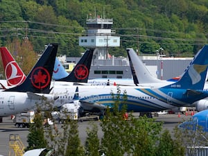 Boeing 737 Max planes belonging to Air Canada and other airlines in a storage lot in Seattle