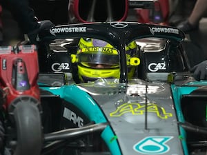 Mercedes driver Lewis Hamilton during qualifying in Las Vegas