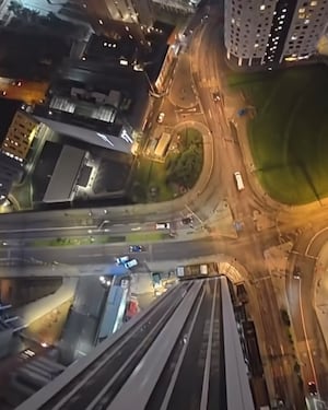 Thrill-seeker jumps from the 509ft One Eastside' tower block at the corner of James Watt Queensway in Birmingham 