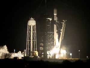 A SpaceX Falcon 9 rocket lifts off