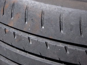 A tyre tread in close-up