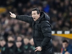 Aston Villa manager Unai Emery gestures on the touchline