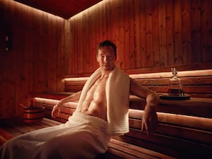 Benedict Cumberbatch shirtless in a sauna