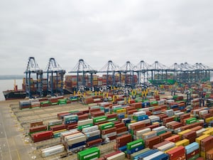 Thousands of shipping containers at the Port of Felixstowe in Suffolk, the UK’s largest and busiest container port