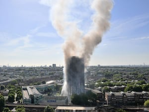 Smoke rising from Grenfell Tower in west London