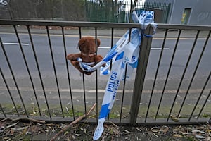 A teddy bear left at the scene of the crash