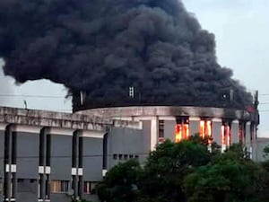 Liberia's parliament building on fire