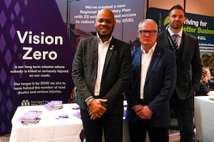 Mark Corbin (TfWM's director of network resilience), Richard Parker (Mayor of the West Midlands) and Superintendent Gareth Mason of West Midlands Police at the National Road Safety Conference. Photo: TfWM