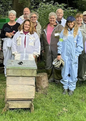 Sweet collaboration: Social media content creator Natasja Bailey is pictured in blue, front right, and PR expert Justine Halifax, is pictured front left.  