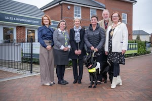 (L-R) Elaine Caulfield, Kirsty Wernham, Ann Moorhouse, Janice Burton MBE, Kevin Sharpe and Cllr Lyn Sharpe