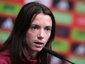 Spain’s Aitana Bonmati during a press conference at Wembley Stadium