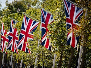 Union flags line The Mall in London