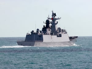 In this photo provided by the Australian Defence Force, the People’s Liberation Army-Navy Jiangkai-class frigate Hengyang travels in the Torres Strait off Australia’s coast